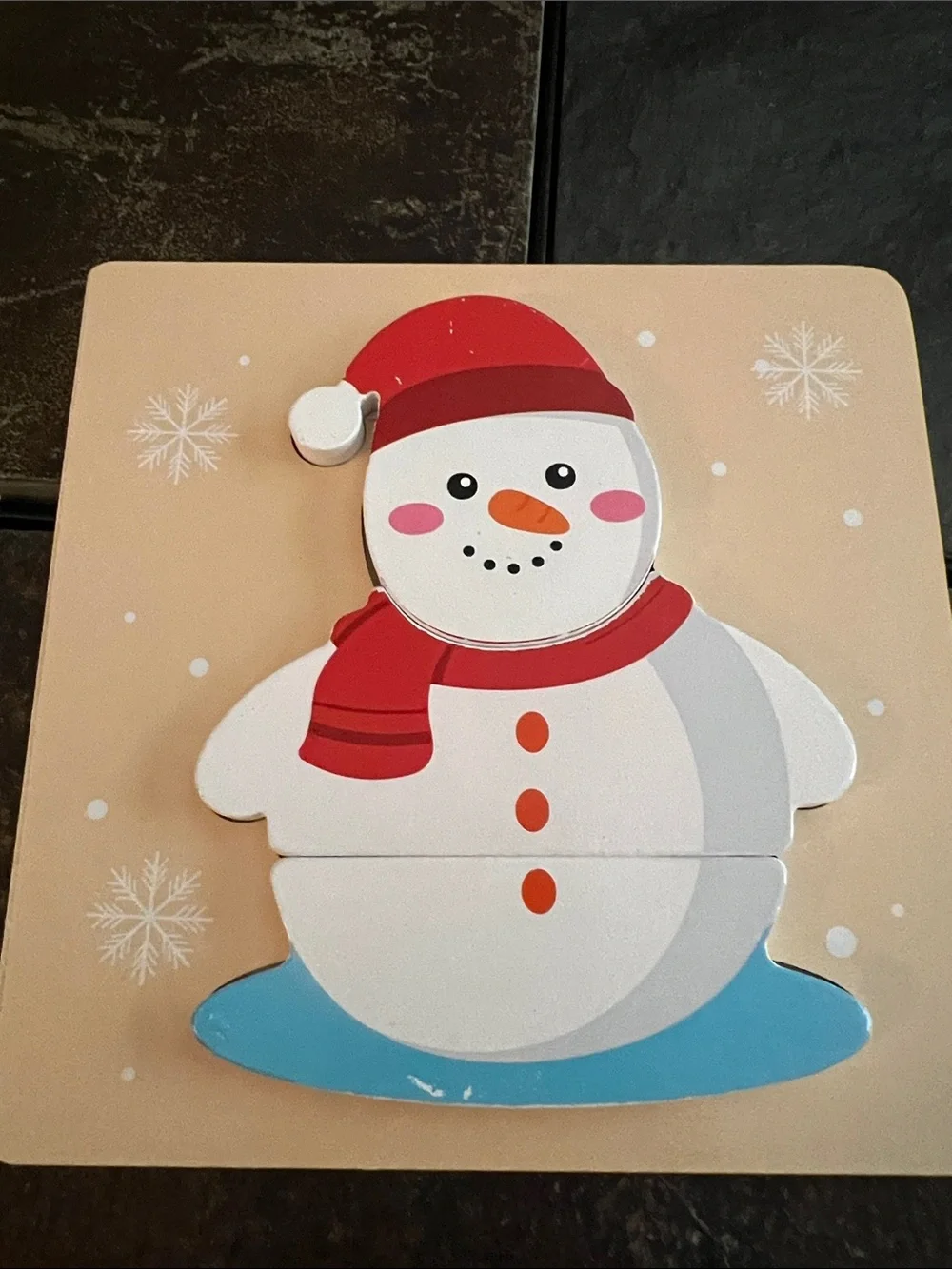 Holiday Multicolor Christmas Character Wooden Puzzle Set for Toddlers-EUC